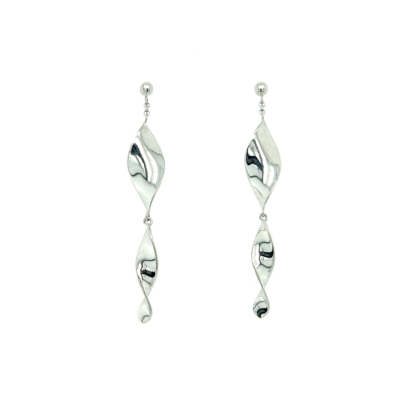 14K white gold post dangle earrings